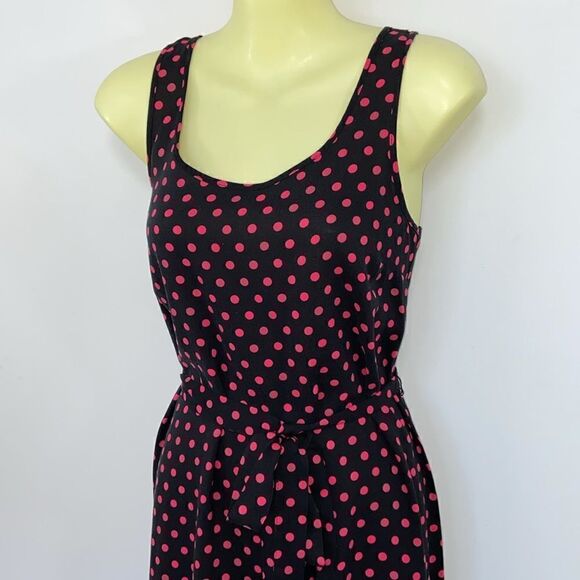 Divided by H&M Dress Black With Pink Polka Dots Matching Belt NWOT Sz 8 - Picture 5 of 8